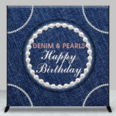 Aperturee - Aperturee Shiny Denim And Pearl Custom Happy Birthday Backdrop